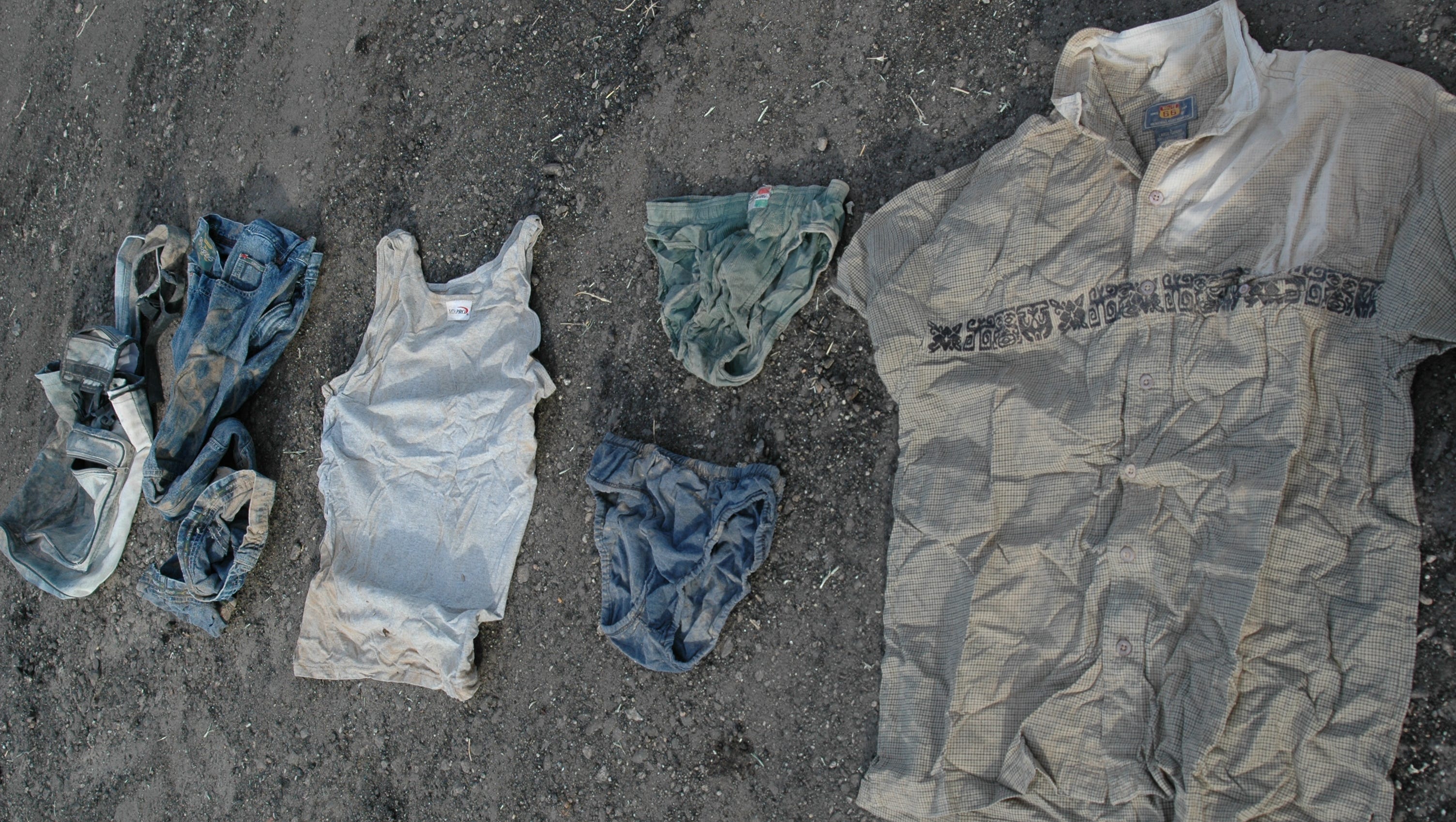 Clothing that was found with a man’s skeleton in the open desert near Winterhaven on Dec. 17, 2005. Photo from John Doe Case #05-234.